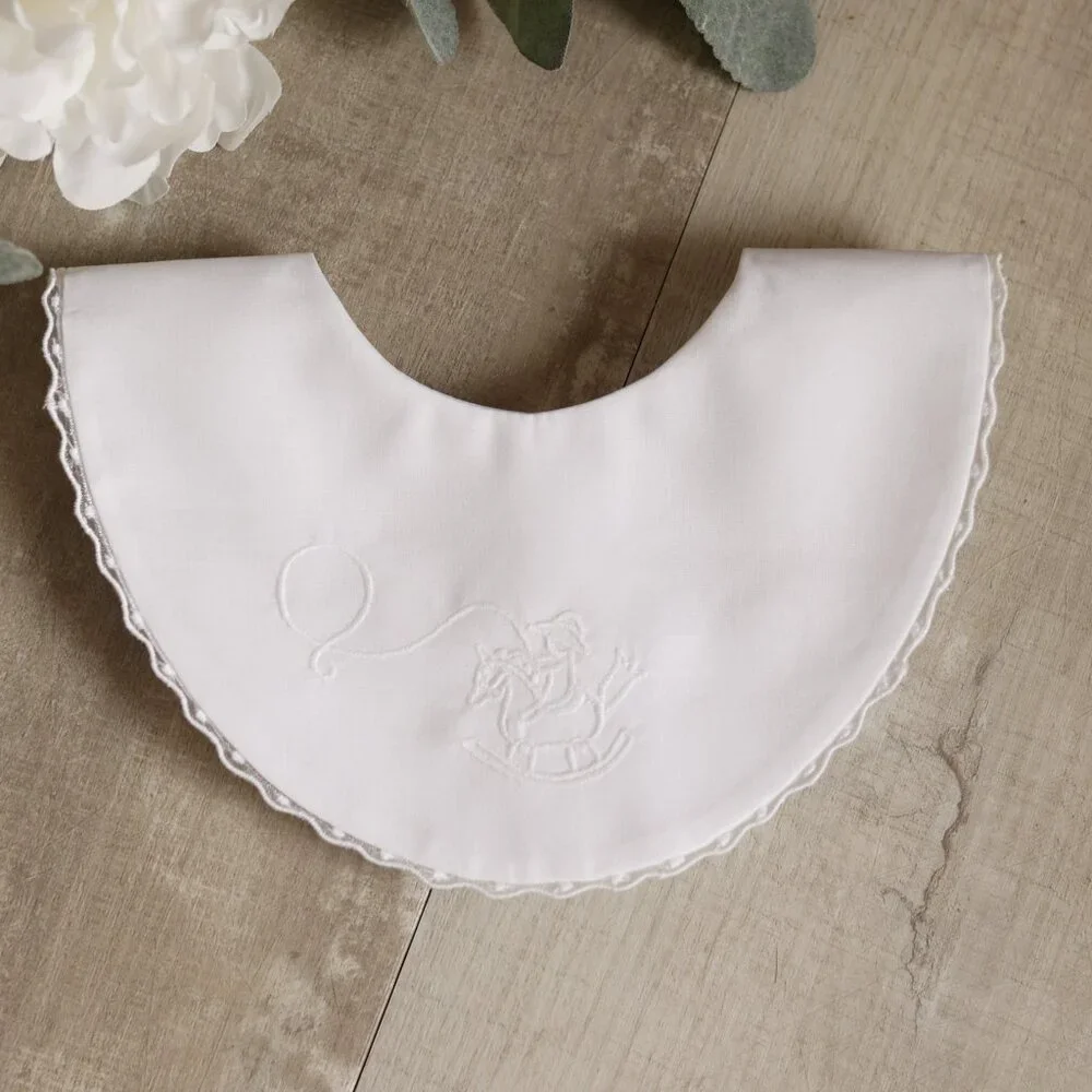 RARE TRIM White Heirloom Bib Cowboy on White Rocking Horse Feltman Brothers NWT